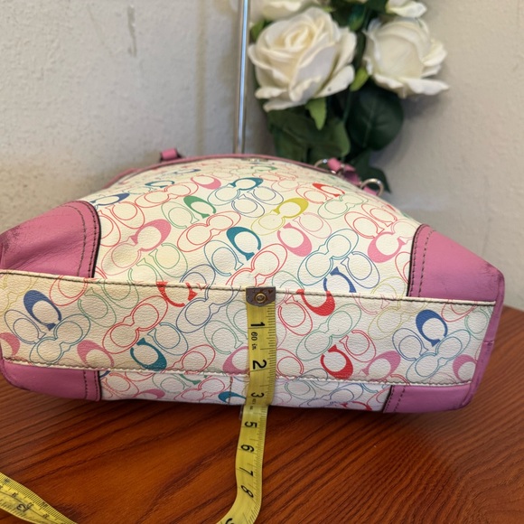 Coach Pink Multicolor Signature Tote with Cherry Charm Accent - Picture 9 of 13